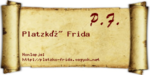 Platzkó Frida névjegykártya